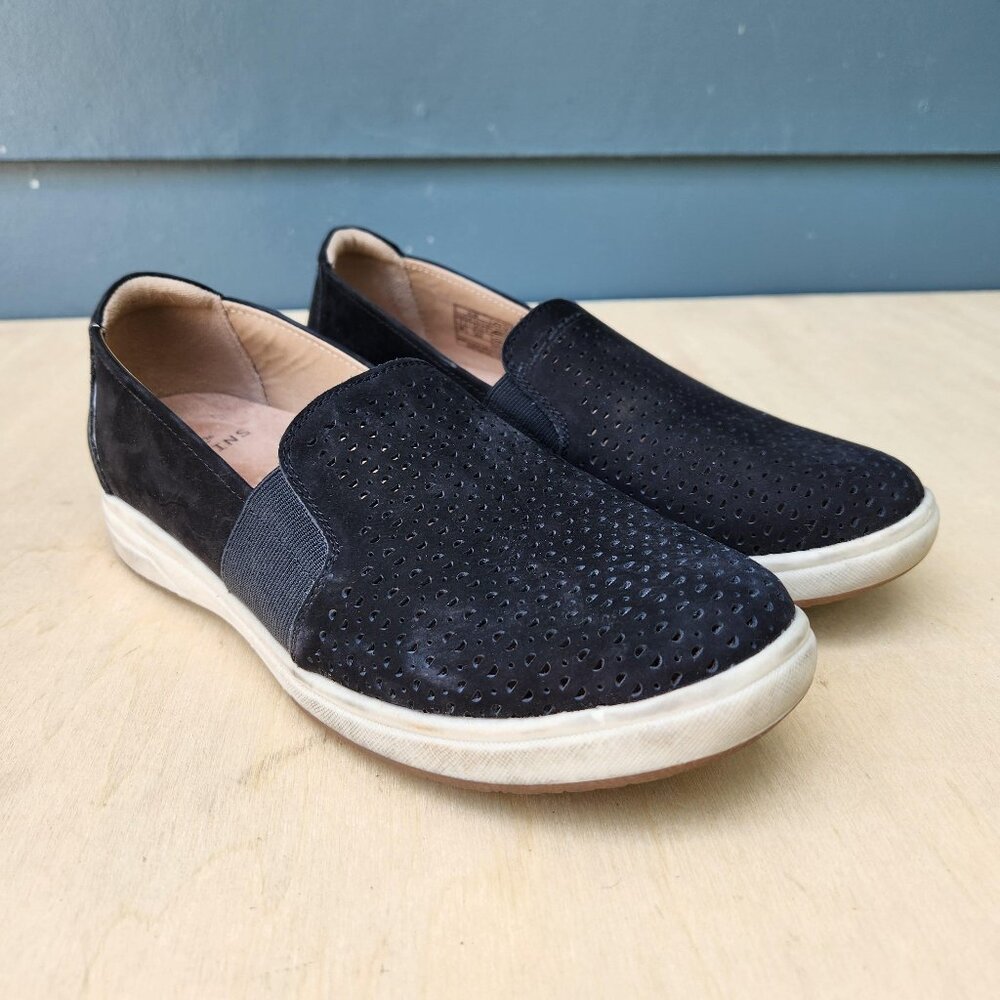 Earth Origins Elin Black Perforated Slip On Comfort Shoe Loafer - Size 9